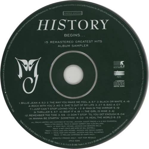 Michael Jackson History Begins - 15 Tracks UK Promo CD album